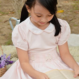 Jaylyn Girls Pink Printed Smocked Dress
