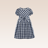 Nika Girls Navy Plaid Smocked Dress