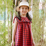 Olive Girls Red Plaid Smocked Dress