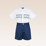 Lyam Boys Navy Smocked Top and Shorts Set