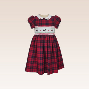 Elodie Girls Picture Smocked Checkered Collared Dress