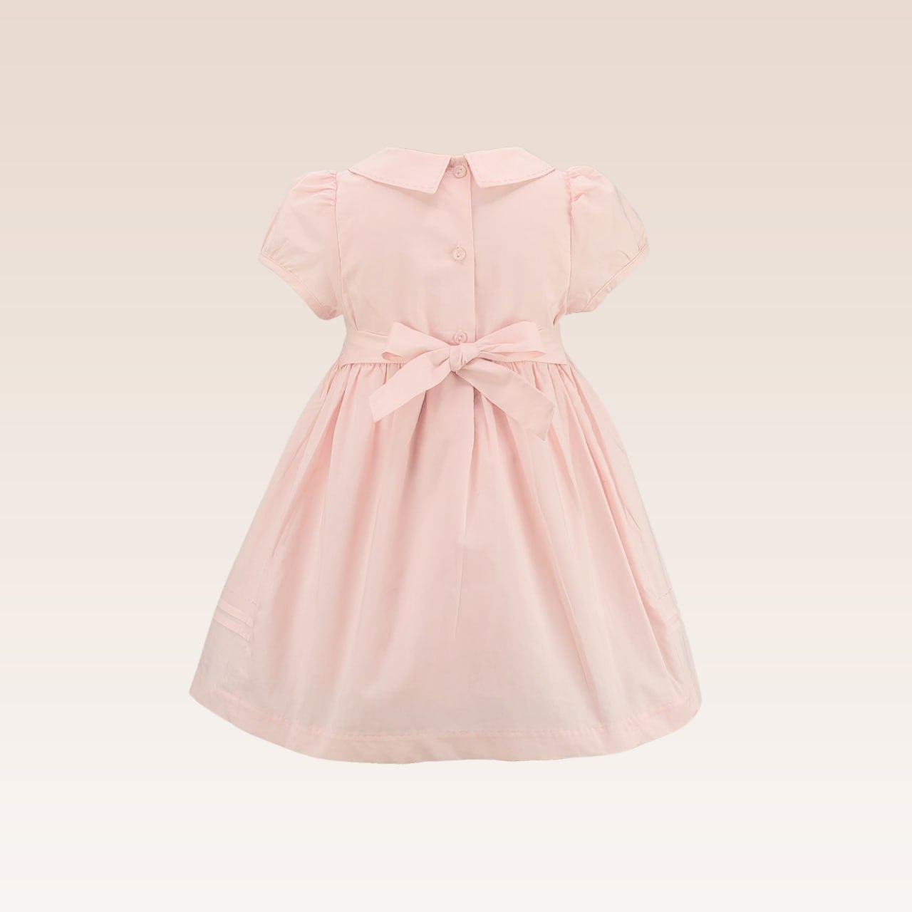Hazel Baby Girls Dress Rose with Smock and Embroidery details