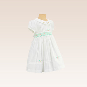 Hazel Baby Girlsl Ivory Dress with Smock and Embroidery details