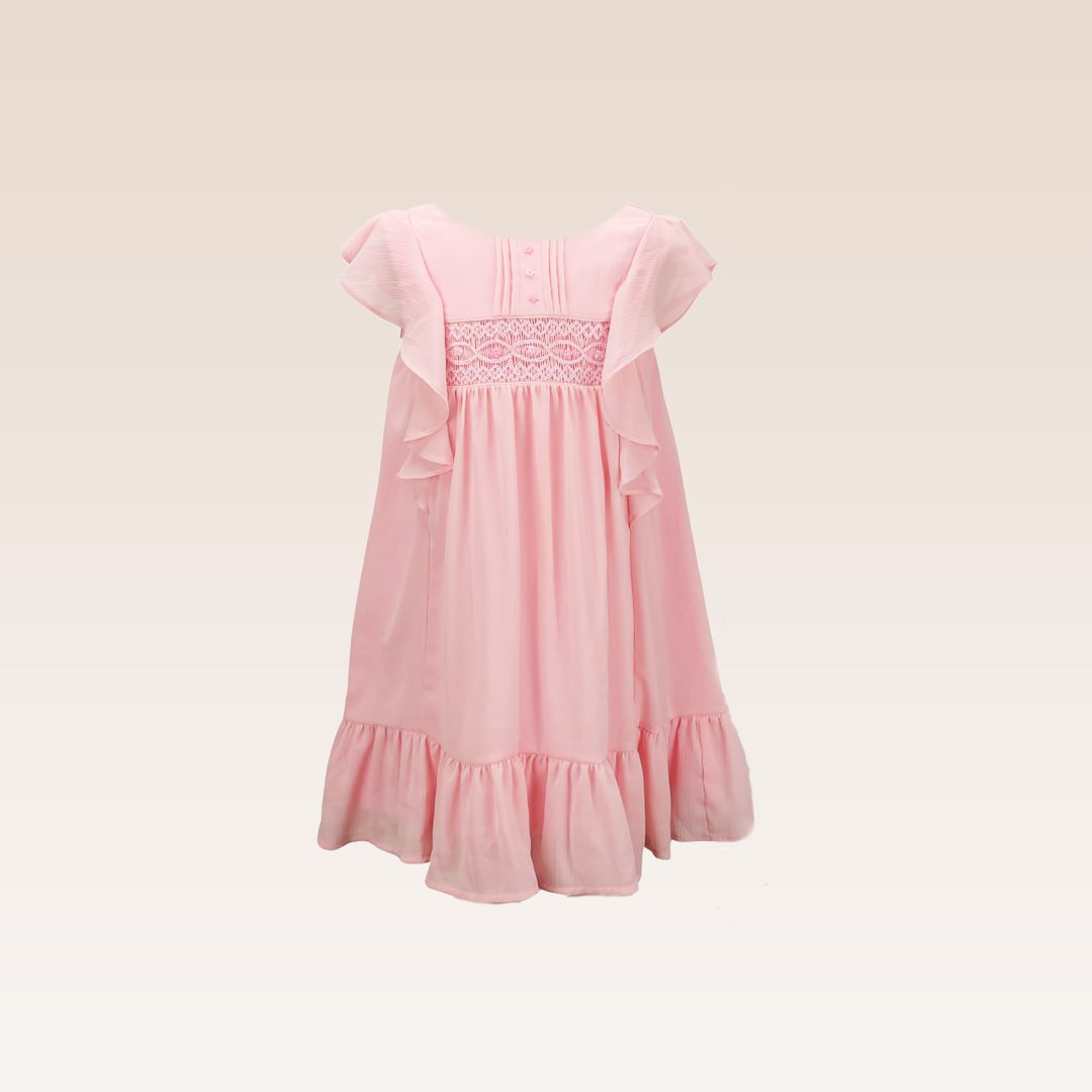 Juliette Girls Pink Smocked Tunic Dress - Main Image