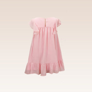 Juliette Girls Pink Tunic Dress with Smocking and Embroidery Details