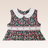 Emeri Girls Red Floral Smocked Dress