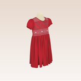 Amandine Girls Red Smocked Dress