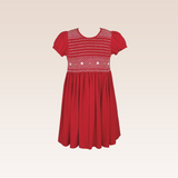 Amandine Girls Red Smocked Dress