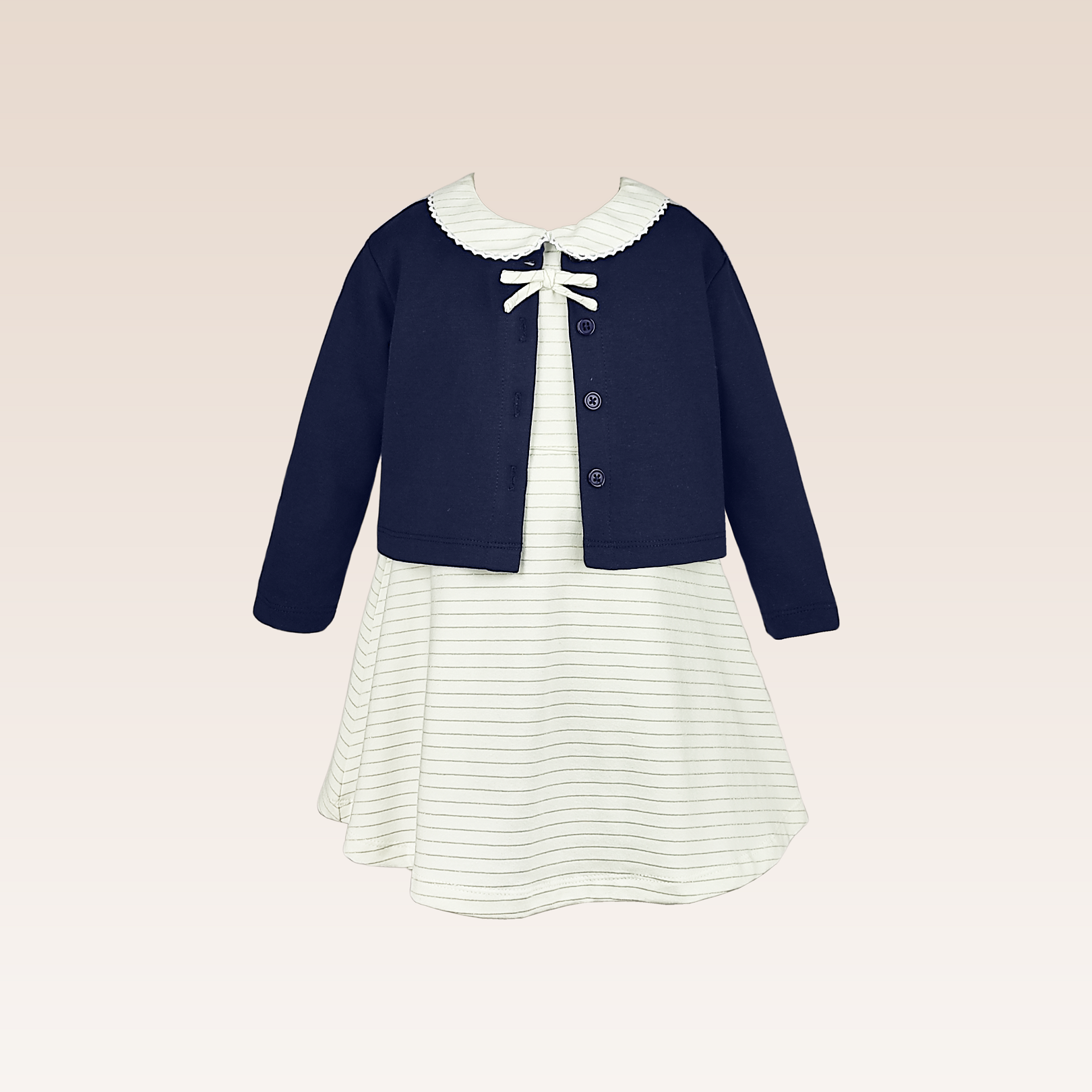 Ivoree Baby Girls Navy Cardigan and Dress Set - Main Image