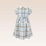 Nelia Girls Light Blue Checkered Smocked Dress