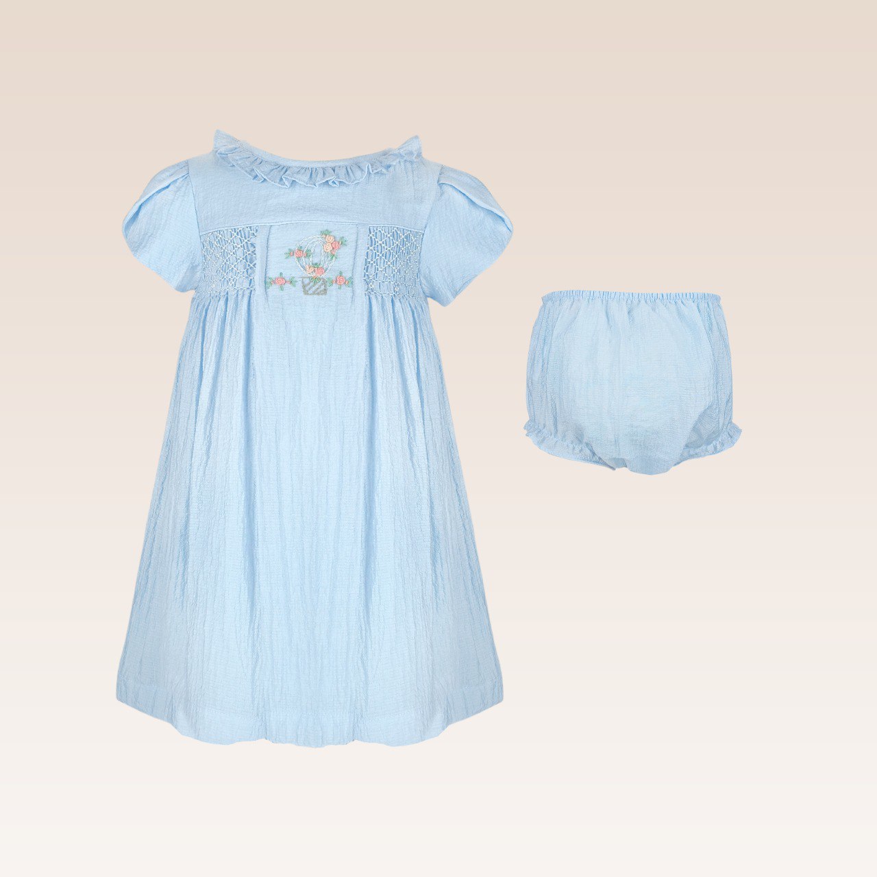 Nayla Baby Girls Light Blue Smocked Dress Nayla Baby Girls Light Blue Smocked Dress