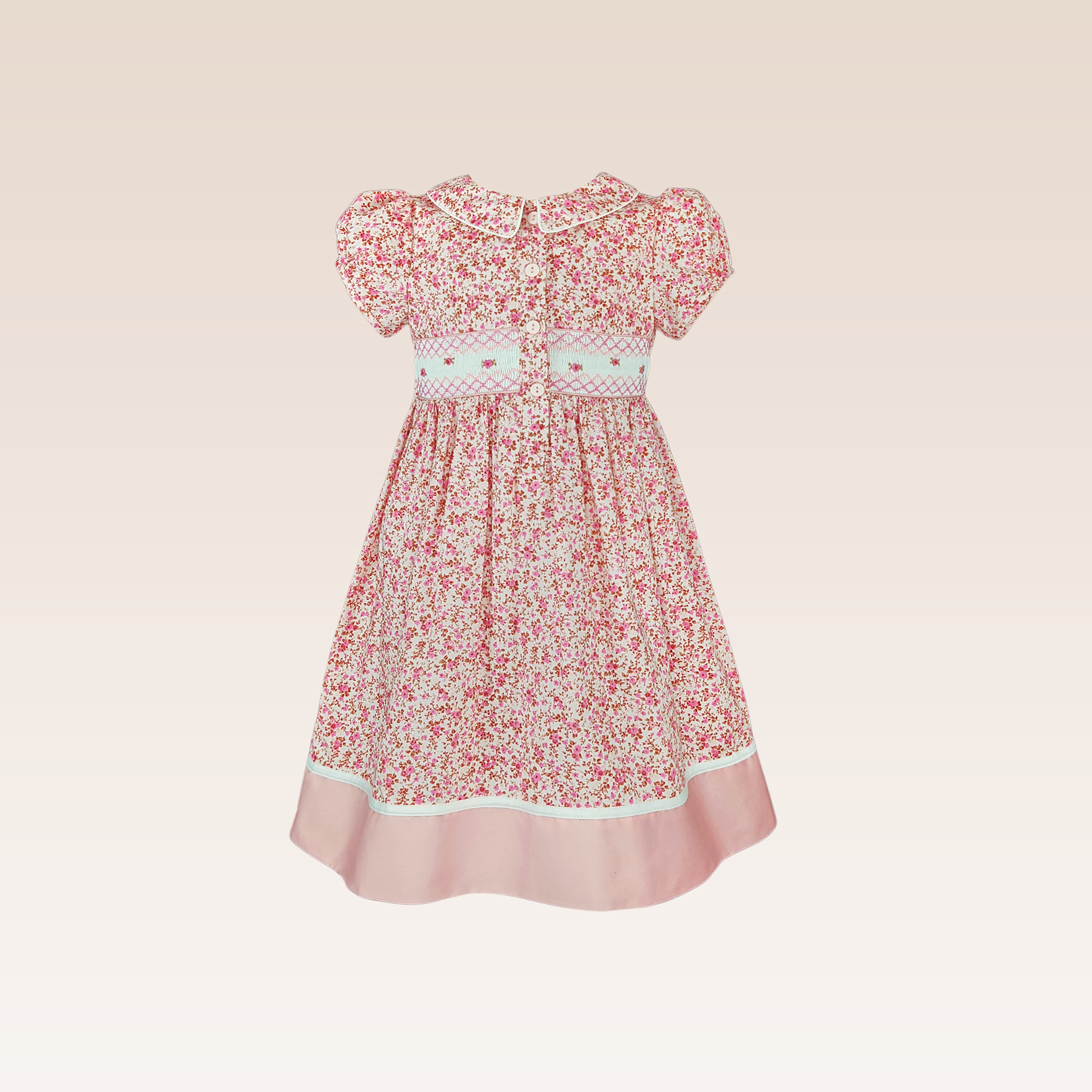 Nadette Girls Pink Smocked Dress - Main Image