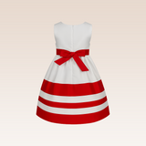Rozenne Girls Red Striped Party Dress