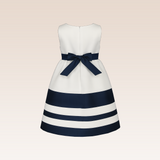 Rozenne Girls Navy Striped Party Dress