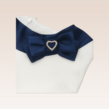 Rozenne Girls Navy Striped Party Dress