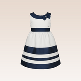 Rozenne Girls Navy Striped Party Dress