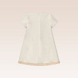 Malah Girls A-line Beige Dress with Combination Trims