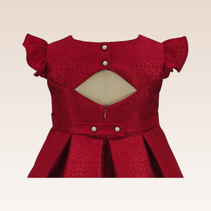 Giselle Girls Red Textured Party Dress with Cutout Back