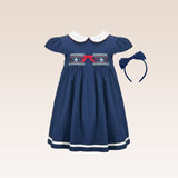 Inaya Girls Navy Blue Smocked Dress