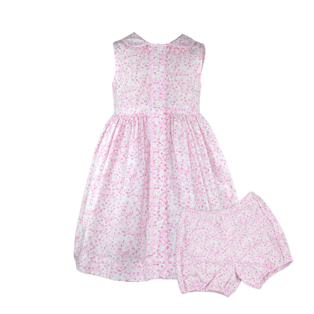 Lia Sleeveless Pink Floral Dress with Bloomer