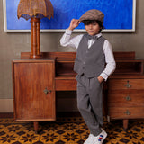 Daniel Boys Grey Long Sleeved Polo with Bow tie