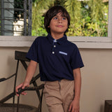 Neil Boys Navy Polo Pique Shirt