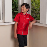 Dalton Boys Red Button-Down Short Sleeves
