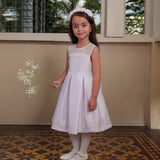 Blaize Girls White Pleated Party Dress