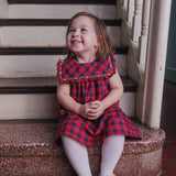 Olive Baby Girls Red Plaid Smocked Dress Set