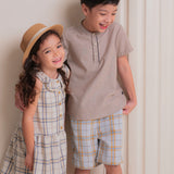 Marcus Boys Brown Checkered Drawstring Shorts