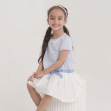 Odetta Girls Light Blue Striped Drop Waist Dress