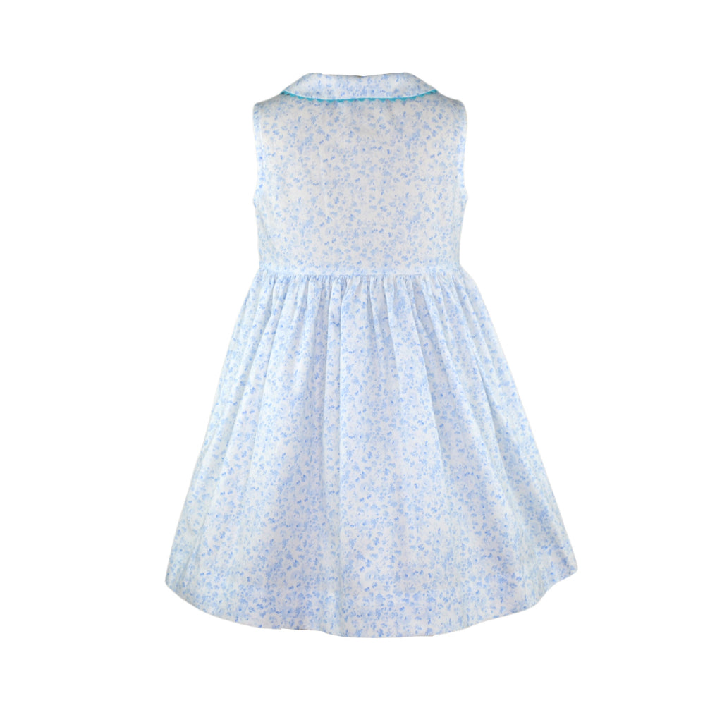 Lia Sleeveless Blue Floral Dress with Bloomer