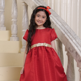 Nalani Girls Red Textured Dress