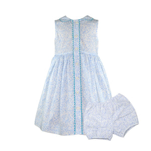 Lia Sleeveless Blue Floral Dress with Bloomer