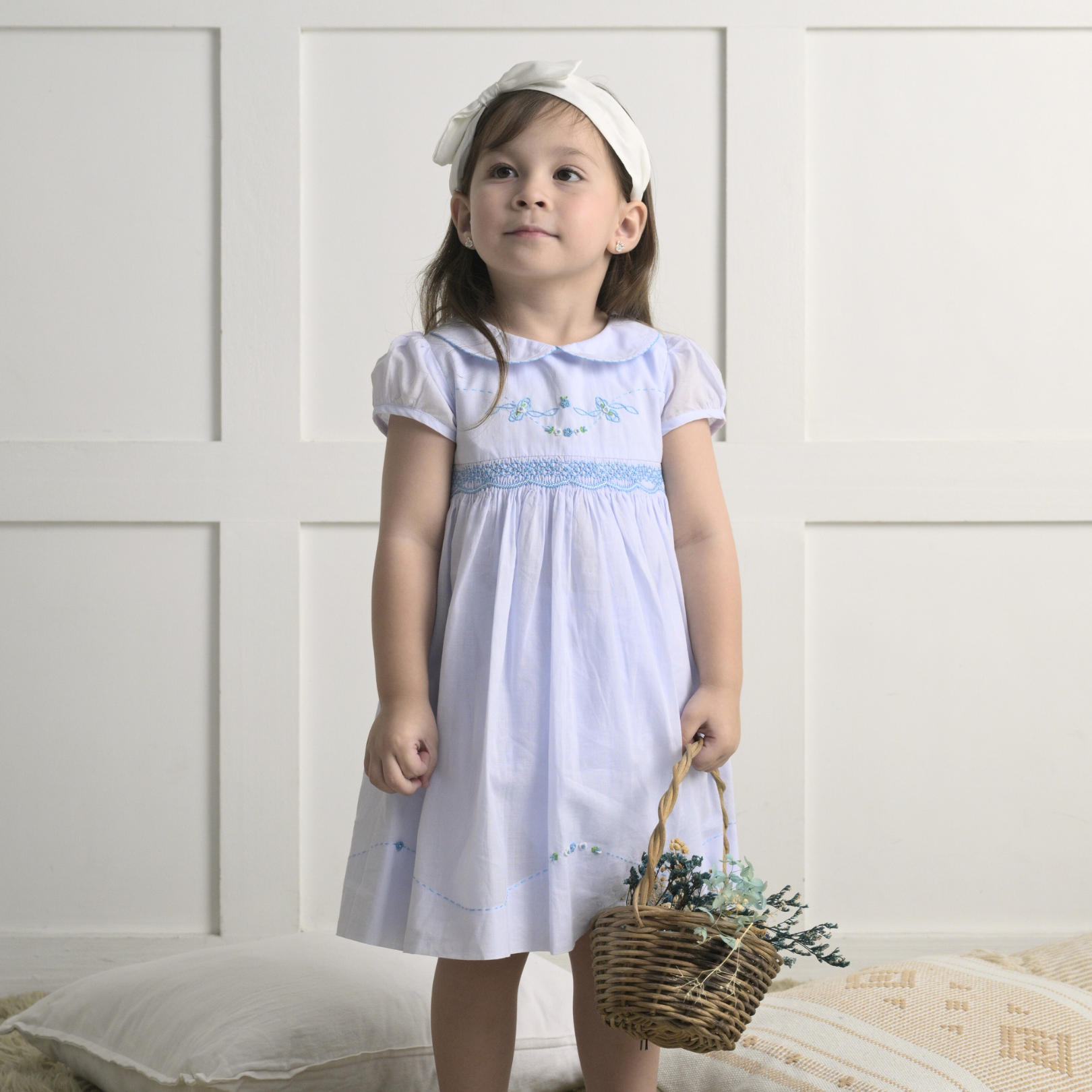Neve Baby Girls Light Blue Smocked Dress with Embroidery Periwinkle Neve Baby Girls Light Blue Smocked Dress with Embroidery Periwinkle