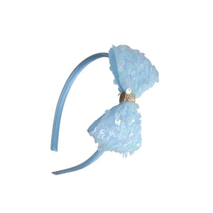 Belle Blue Headband Sequined Bow