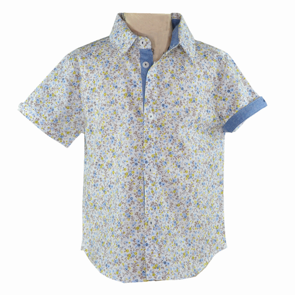 Arthur Blue Floral Short Sleeved Polo