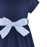 Anais Knit Navy Dress with Stripe belt