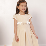 Alaia Girls Light Beige Pleated Dress