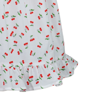 Elle Cherry Printed dress with bow and diaper cover