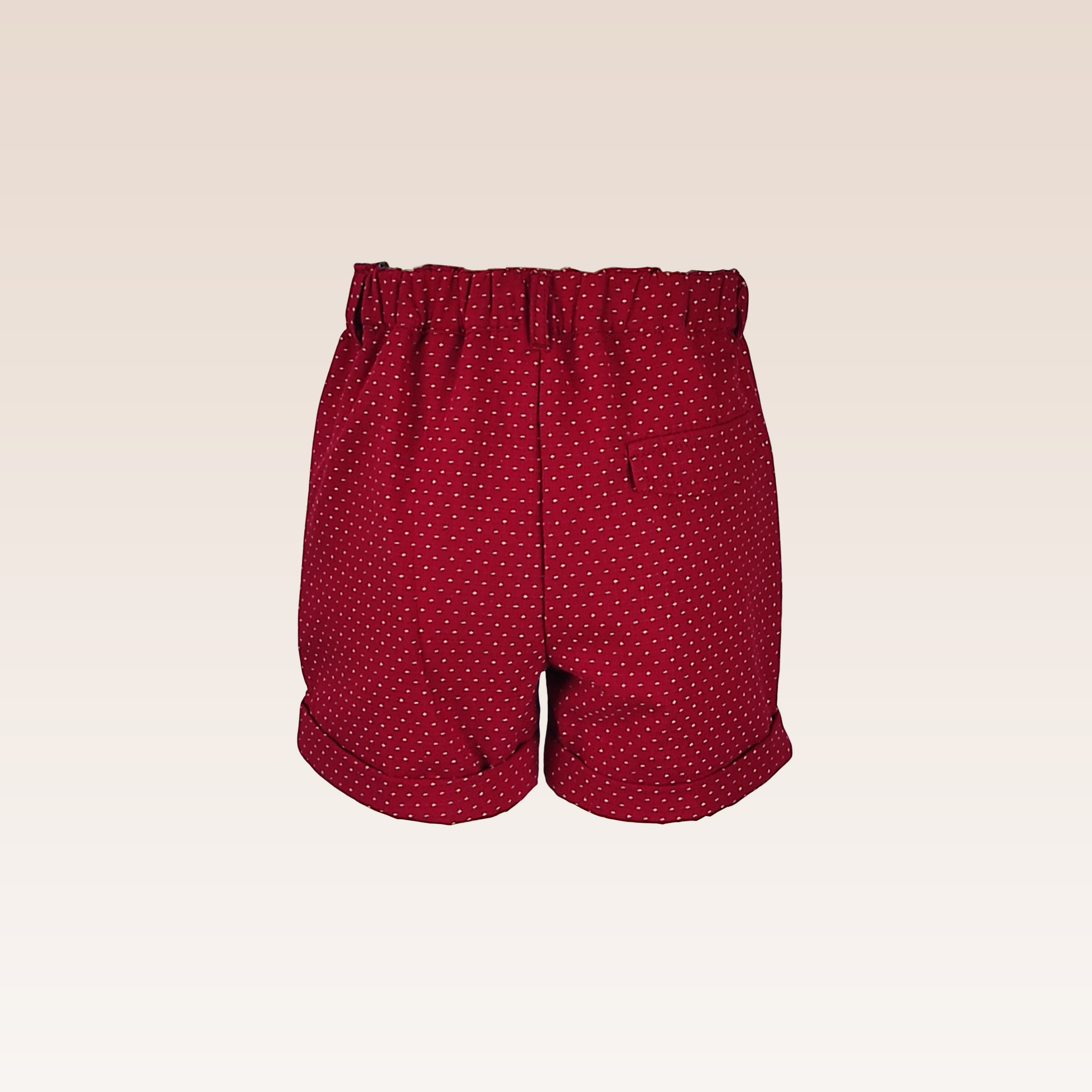 Carly Baby Girls Red Dobby print shorts turn-up bottom hem