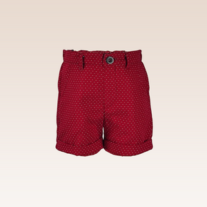Carly Baby Girls Red Dobby print shorts turn-up bottom hem