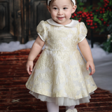 Georgette Baby Girls Gold Jacquard Party Dress