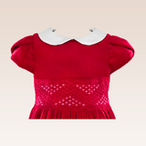 Narrah Girls Red Smocking Velveteen Party Dress