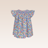 Ganna Girls Blue Bishop Smocked Blouse