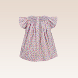 Gayle Girls Pink Floral Bishop Smocked Blouse