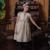 Faye Girls Gold Textured Party Dress