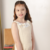 Arin Girls Light Beige Sleeveless Shift Dress