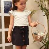 Evelyne Girls Navy Button-Down Skirt