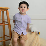 Norvill Baby Boys Light Blue Striped Top and Shorts Set